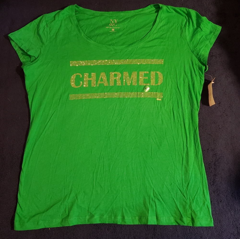 XL NY&CO Green Graphic Tee